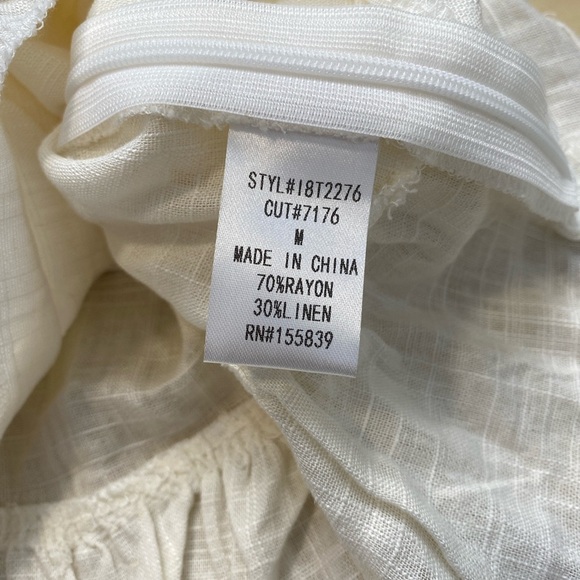 OLIA Taylor Linen Blend Strapless Crop Tie Top Sz Medium M Cream Summer Vacation - Picture 7 of 8